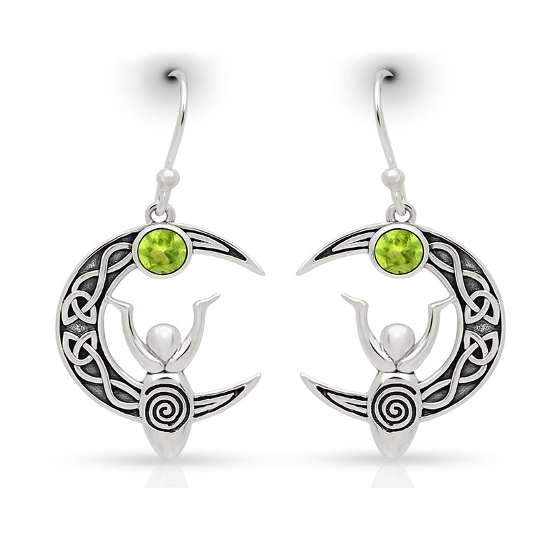 1.5" Celtic Goddess Moon - Peridot Earrings - CCE503-P Catalogue