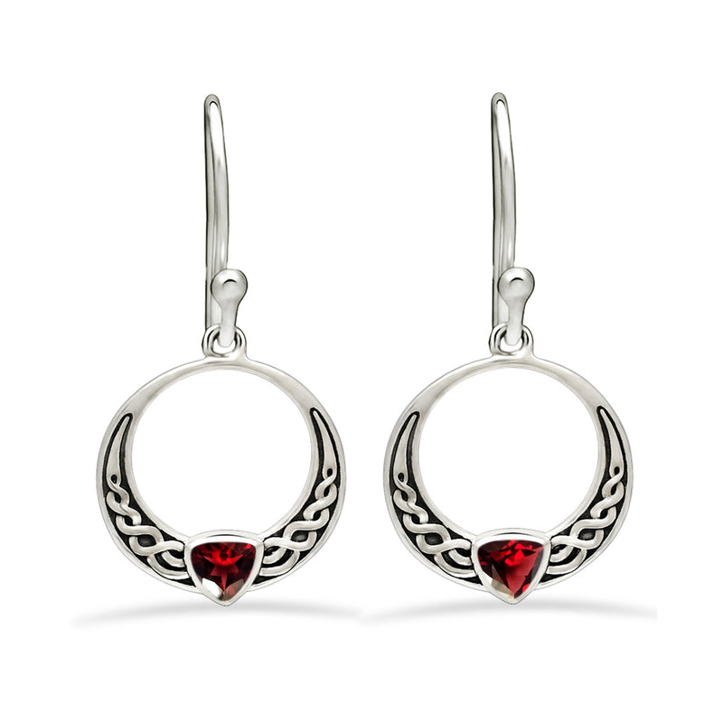 1.3" Celtic - Garnet Faceted Silver Earrings - CCE506-GRF Catalogue