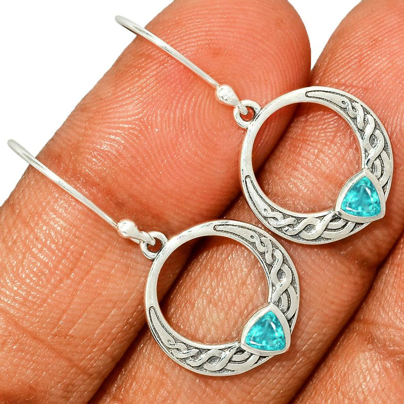 1.3" Celtic - Neon Blue Apatite Faceted Silver Earrings - CCE506-NBF Catalogue