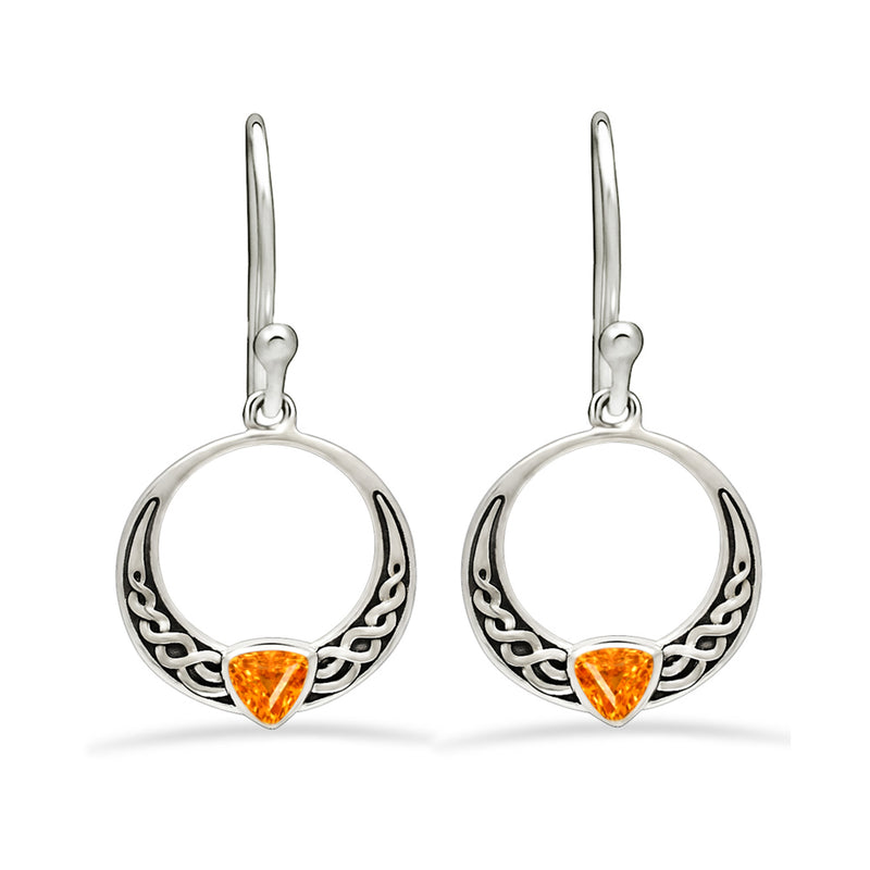 1.3" Celtic - Mandarin Garnet Faceted Silver Earrings - CCE506-OGF Catalogue