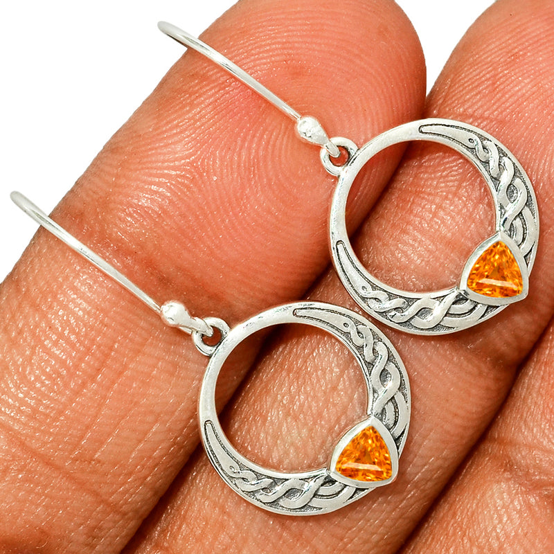 1.3" Celtic - Mandarin Garnet Faceted Silver Earrings - CCE506-OGF Catalogue