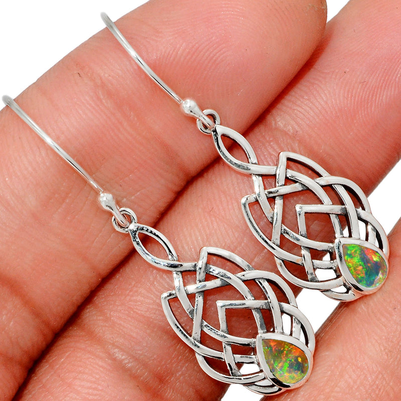 1.6" Celtic - Ethiopian Opal Faceted Silver Earrings - CCE509-EOF Catalogue