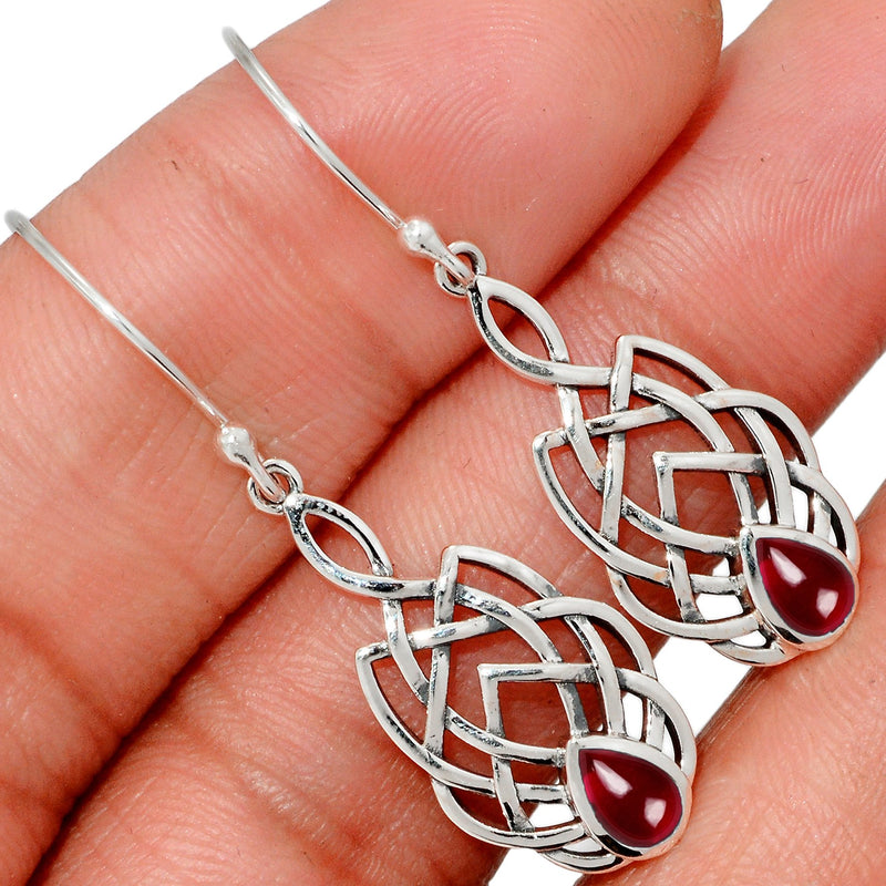 1.6" Celtic - Garnet Cabochon Silver Earrings - CCE509-GC Catalogue