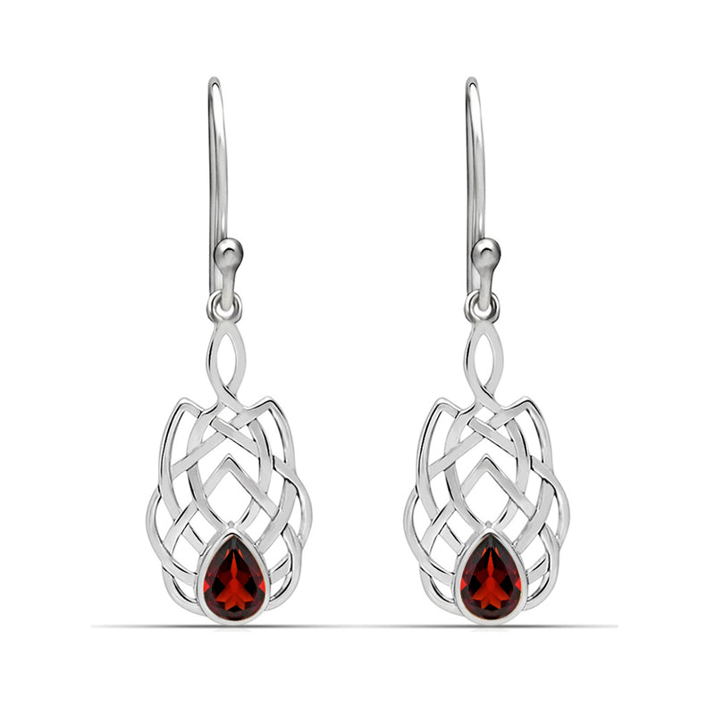 1.6" Celtic - Garnet Faceted Earrings - CCE509-G Catalogue