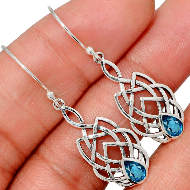 1.6" Celtic - London Blue Topaz Silver Earrings - CCE509-LBT Catalogue