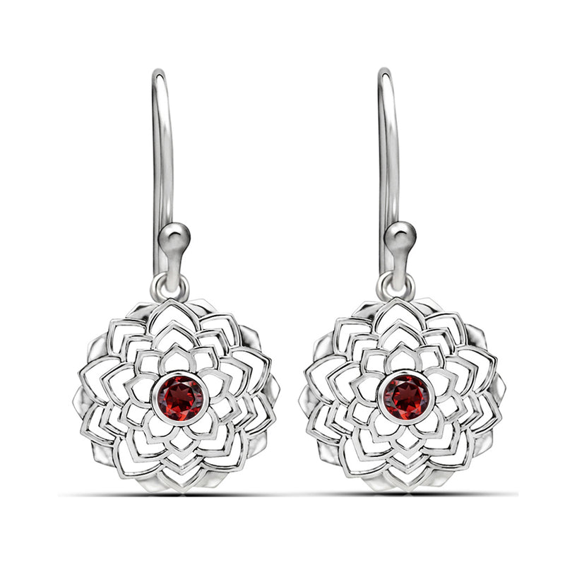 4*4 MM Round - Garnet Faceted Silver Earrings - CCE511-GRF Catalogue