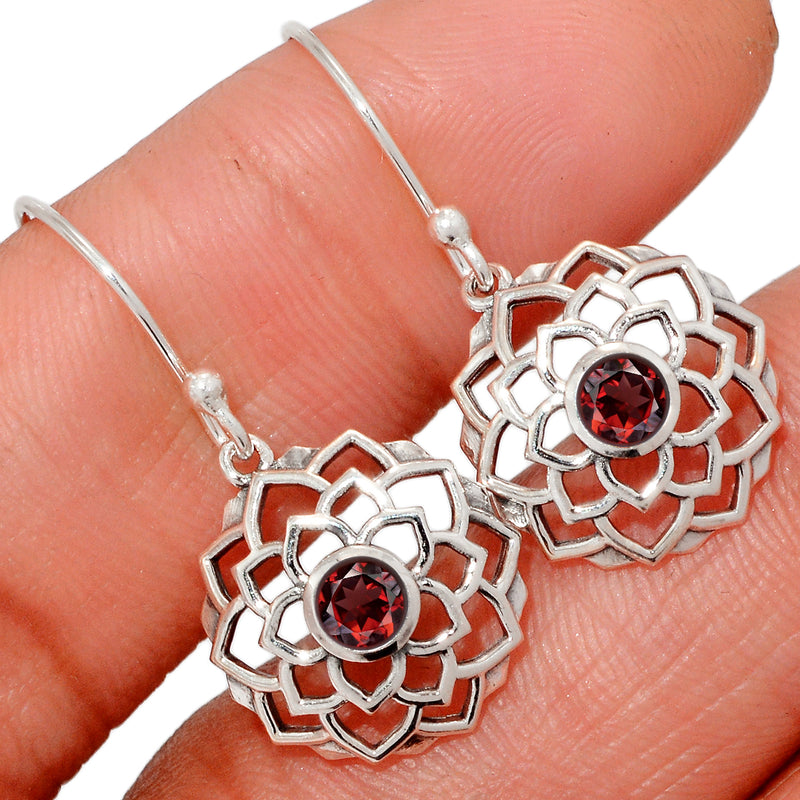 4*4 MM Round - Garnet Faceted Silver Earrings - CCE511-GRF Catalogue