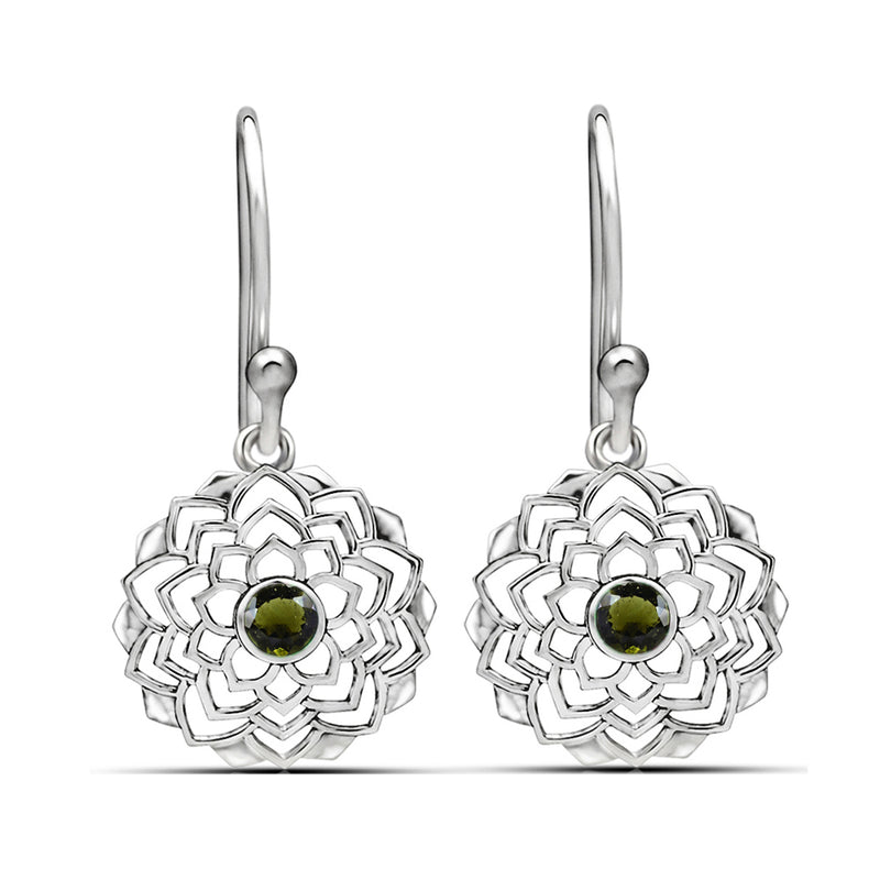 1.2" Lotus - Moldavite Faceted Earrings - CCE511-MDF Catalogue