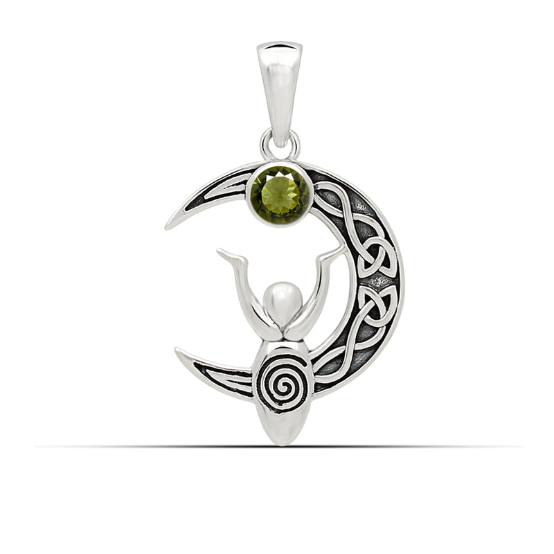 4*4 MM Round - Celtic Goddess Moon - Moldavite Faceted Pendants - SCCP501-MDF Catalogue