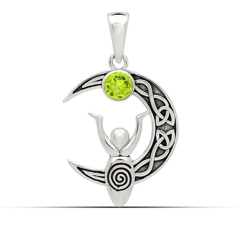 5*5 MM Round - Celtic Goddess Moon - Peridot Pendants - CCP501-P Catalogue