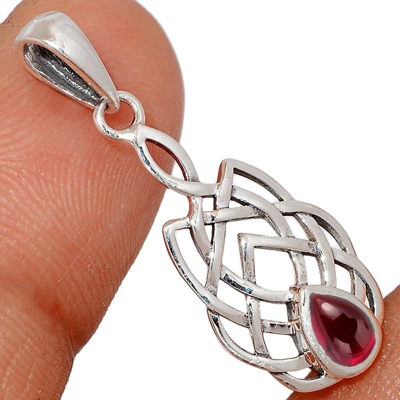 6*4 MM Pear - Celtic Design - Garnet Cabochon Silver Pendants - CCP507-GC Catalogue