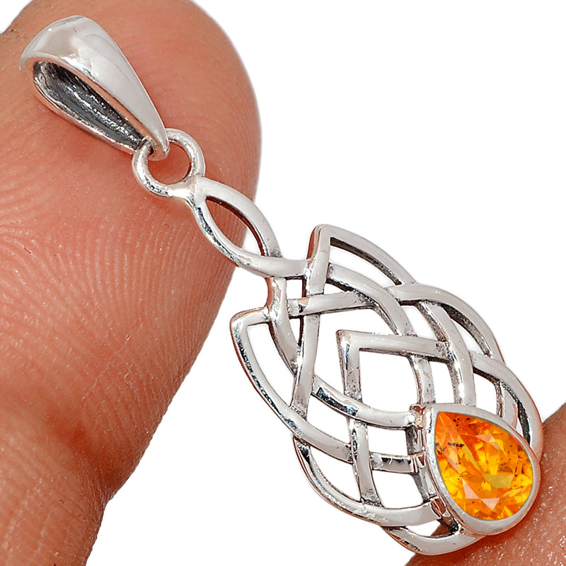 6*4 MM Pear - Celtic Design - Mandarin Garnet Faceted Pendants - CCP507-OGF Catalogue