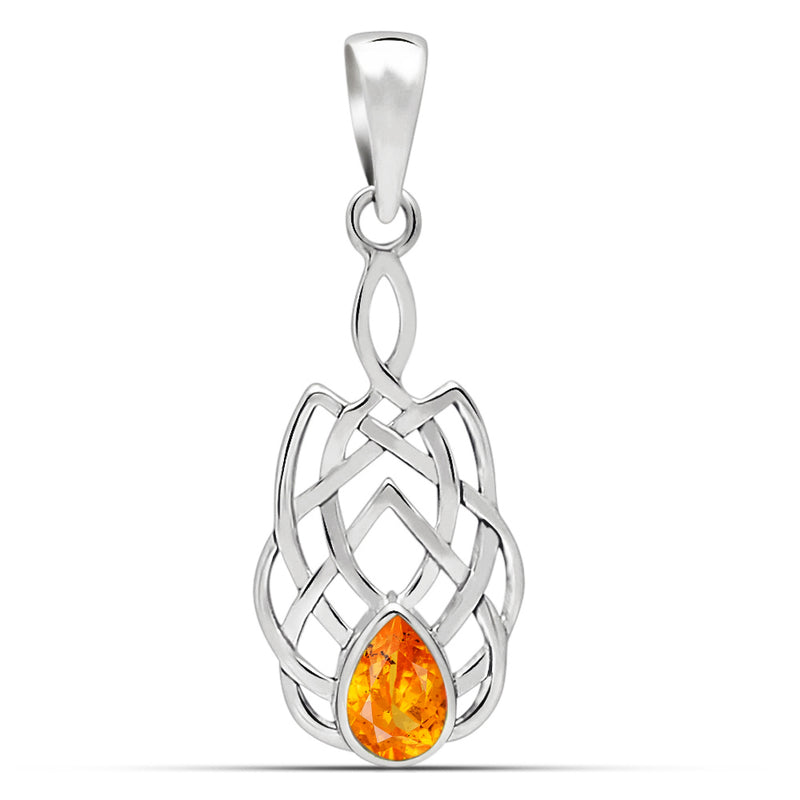6*4 MM Pear - Celtic Design - Mandarin Garnet Faceted Pendants - CCP507-OGF Catalogue