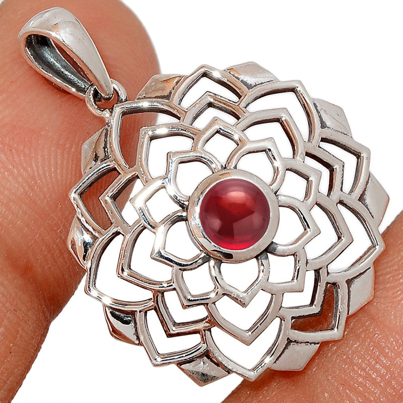 1.2" & 5*5 MM Round Celtic - Garnet Cabochon Silver Pendants - CCP515-GC Catalogue