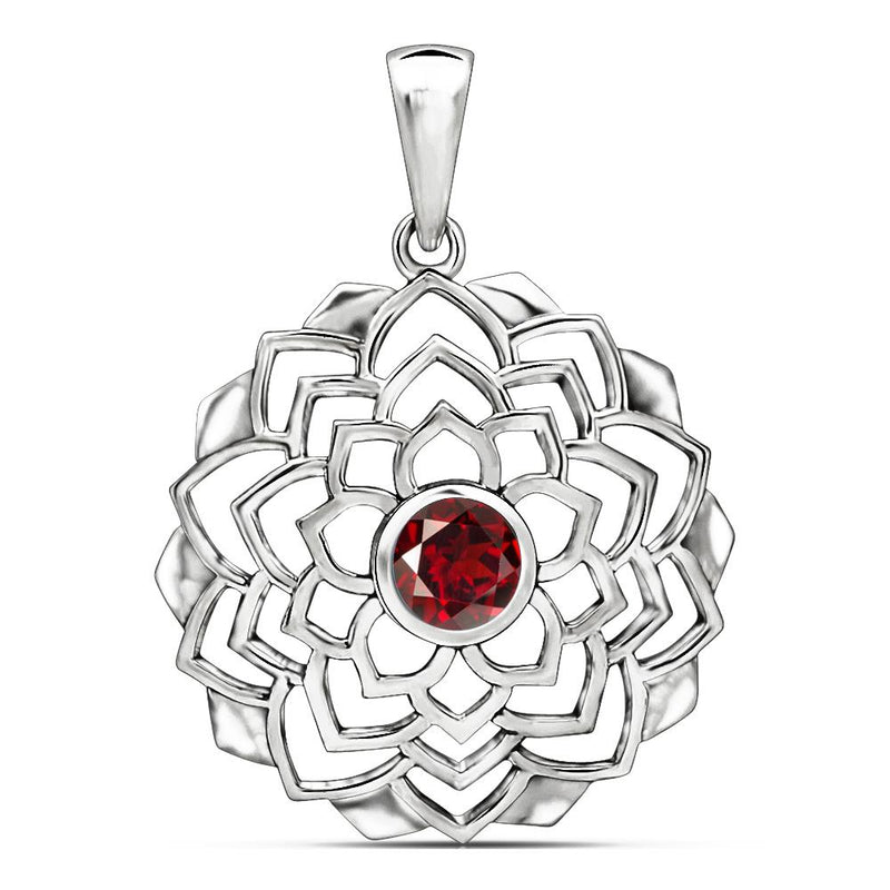 1.2" & 5*5 MM Round Celtic - Garnet Faceted Silver Pendants - CCP515-G Catalogue