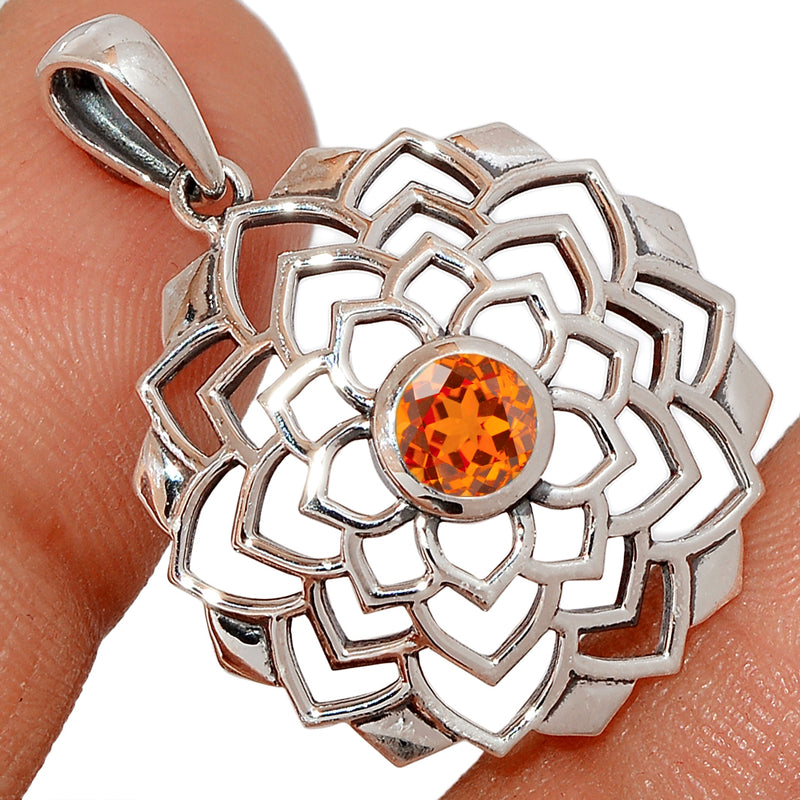 1.2" & 5*5 MM Round Celtic - Mandarin Garnet Faceted Silver Pendants - CCP515-OGF Catalogue