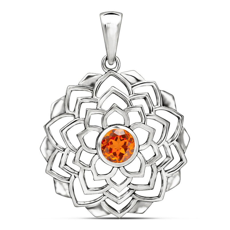 1.2" & 5*5 MM Round Celtic - Mandarin Garnet Faceted Silver Pendants - CCP515-OGF Catalogue