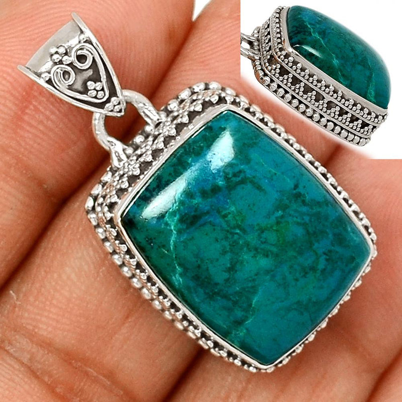 1.3" Fine Filigree - Chrysocolla Peru Pendants - CCPP858