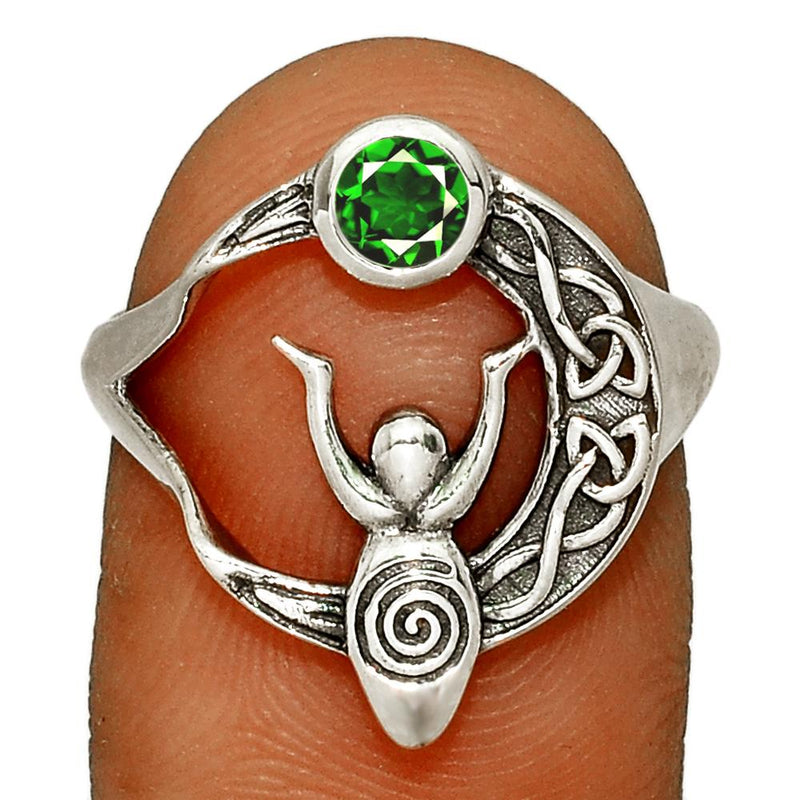 Celtic Goddess Moon - Chrome Diopside Faceted Ring - CCR502-CDF Catalogue