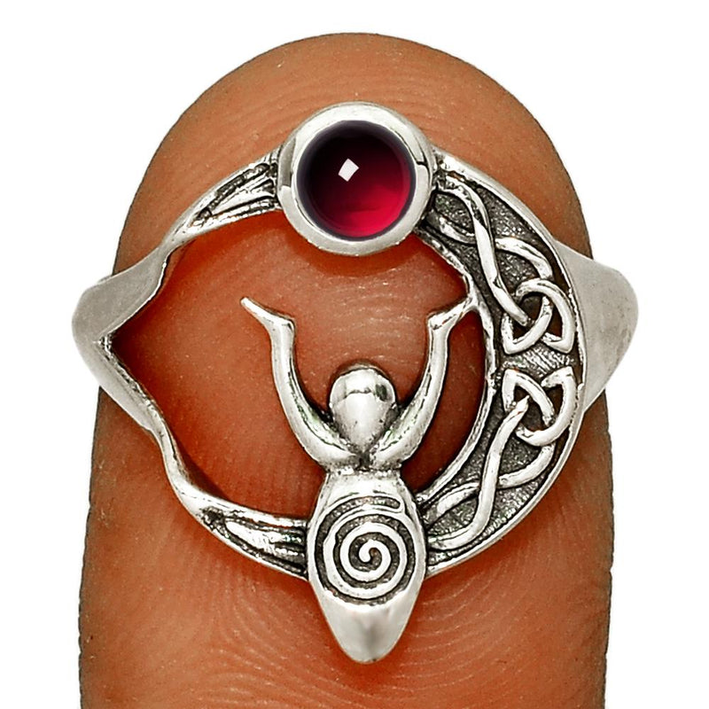 Celtic Goddess Moon - Garnet Cabochon Ring - CCR502-GC Catalogue