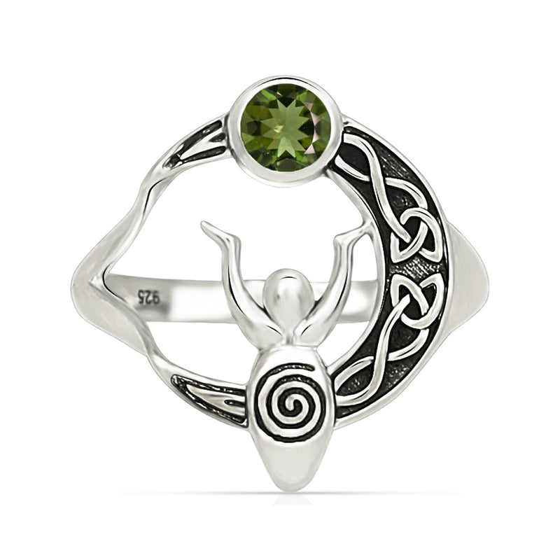 Celtic Goddess Moon - Modavite Faceted Ring - CCR502-MDF Catalogue