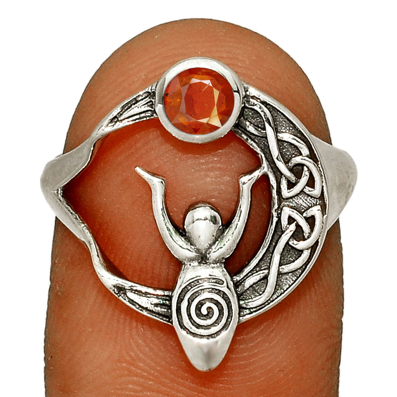 Celtic Goddess Moon - Mandarin Garnet - Faceted Ring - CCR502-OG Catalogue
