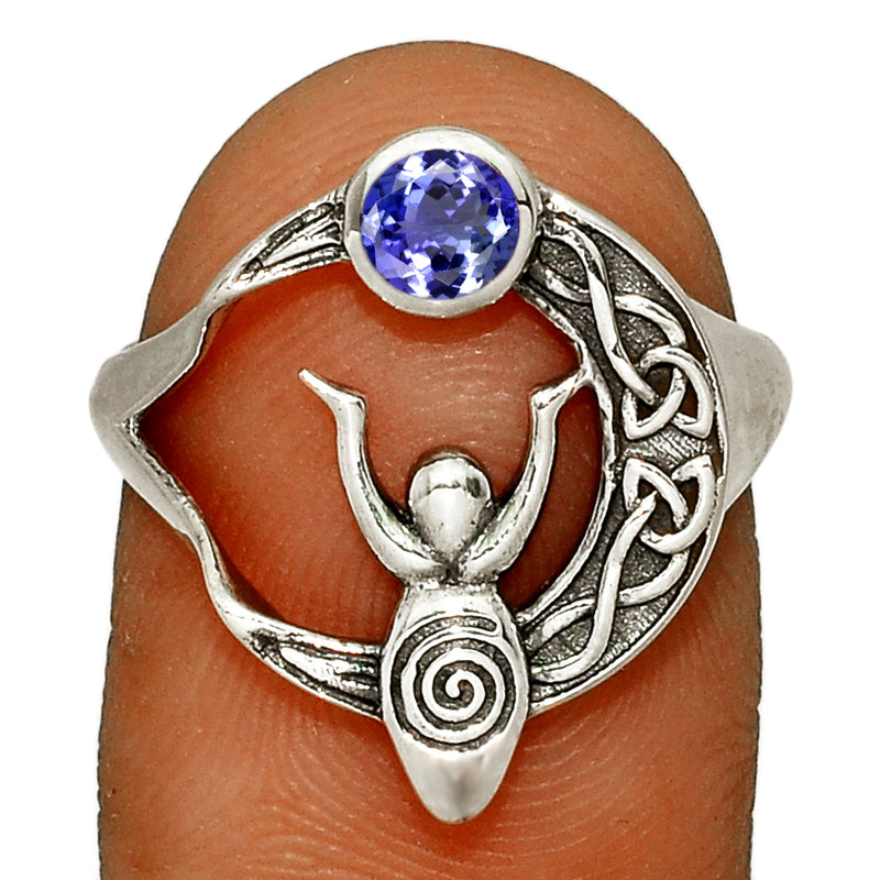 Celtic Goddess Moon - Tanzanite Faceted Silver Ring - CCR502-TZF Catalogue