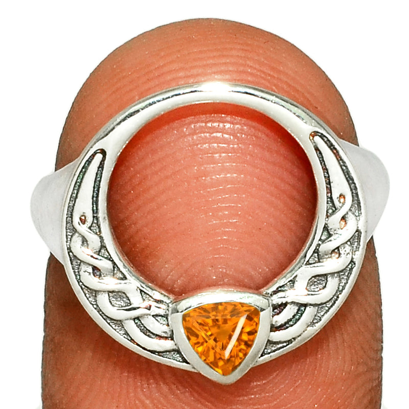 Celtic - Mandarin Garnet Faceted Silver Ring - CCR505-OGF Catalogue