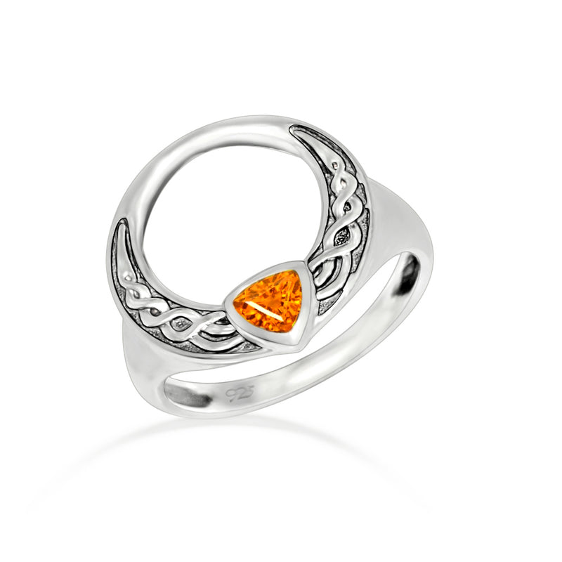 Celtic - Mandarin Garnet Faceted Silver Ring - CCR505-OGF Catalogue