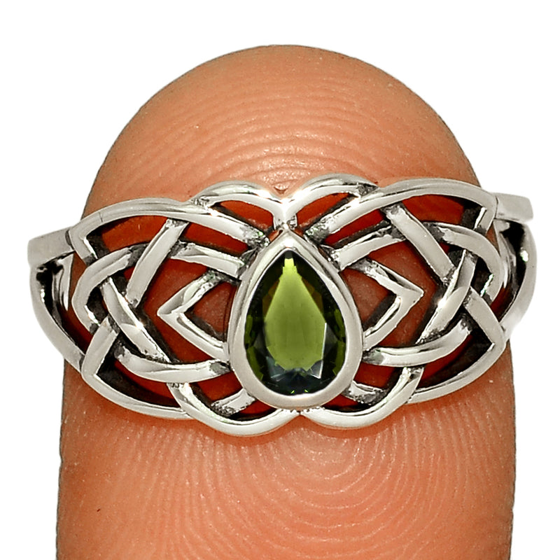 Celtic - Moldavite Faceted Ring - CCR508-MDF Catalogue