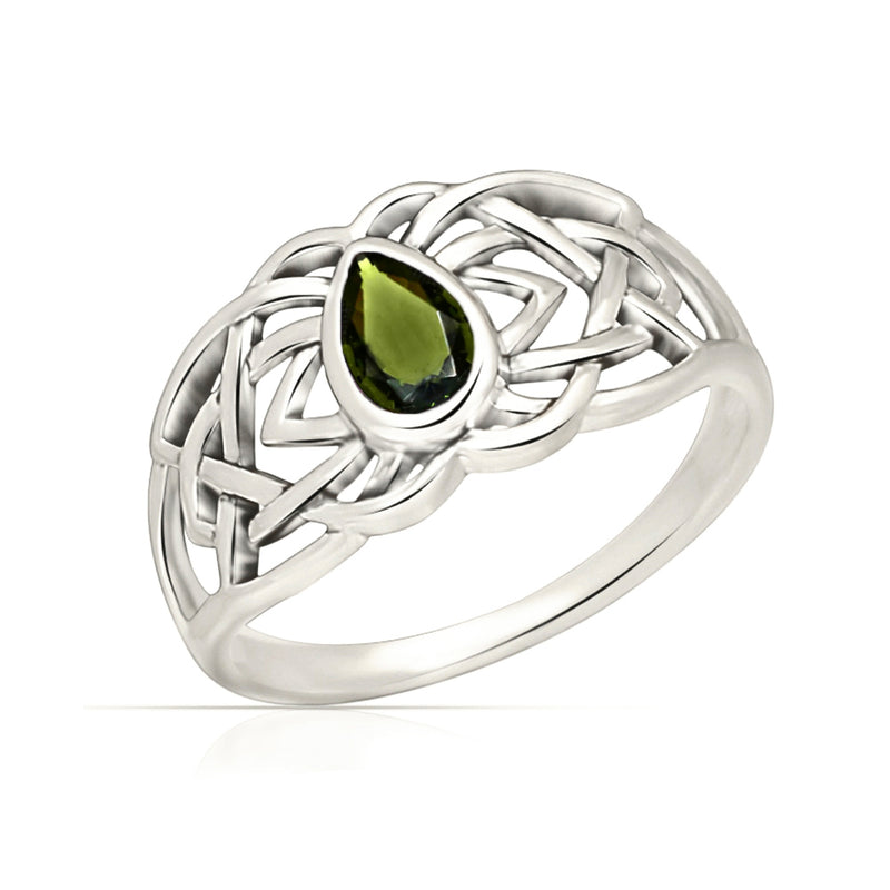 Celtic - Moldavite Faceted Ring - CCR508-MDF Catalogue