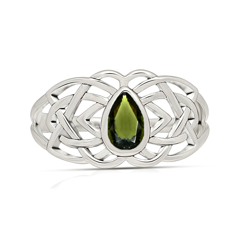 Celtic - Moldavite Faceted Ring - CCR508-MDF Catalogue