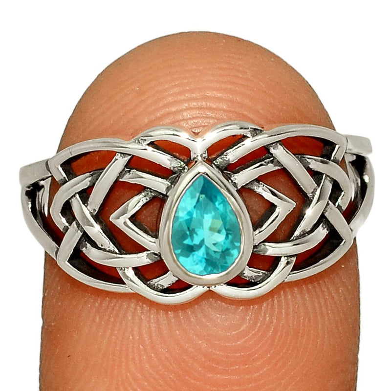 Celtic - Neon Blue Apatite - Faceted Ring - CCR508-NBF Catalogue
