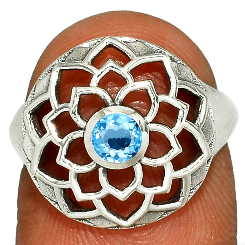 Lotus - Blue Topaz Silver Ring - CCR510-BT Catalogue