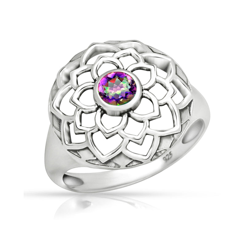 Lotus - Mystic Topaz Silver Ring - CCR510-MT Catalogue