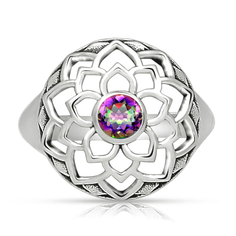 Lotus - Mystic Topaz Silver Ring - CCR510-MT Catalogue