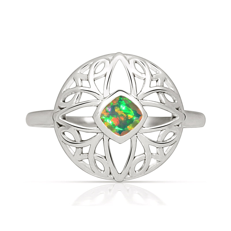 4*4 MM Cushion Celtic - Ethiopian Opal Faceted Ring - CCR516-EOF Catalogue
