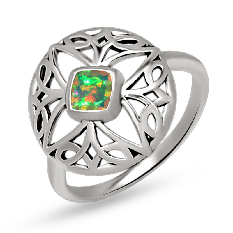 4*4 MM Cushion Celtic - Ethiopian Opal Faceted Ring - CCR516-EOF Catalogue
