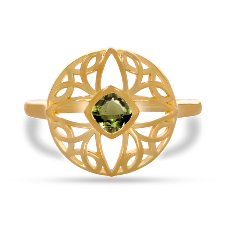 4*4 MM Cushion Celtic - 18k Gold Vermeil - Modavite Faceted Ring - CCR516G-MDF Catalogue