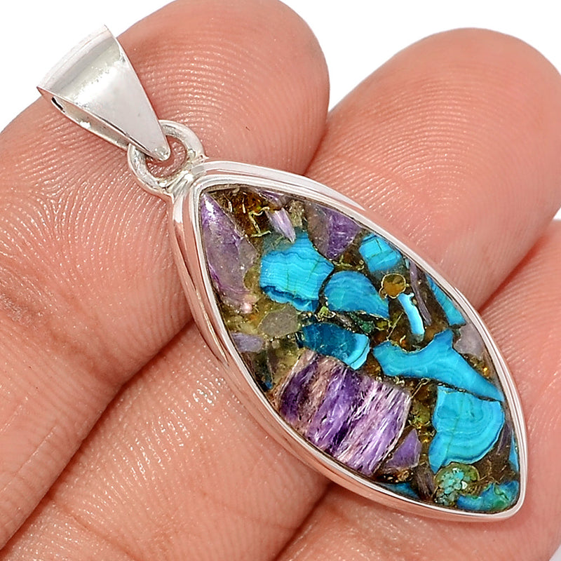 1.7" Charoite In Chrysocolla Pendants - CICP118