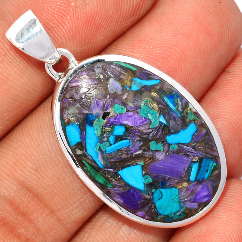 1.6" Charoite In Chrysocolla Pendants - CICP27