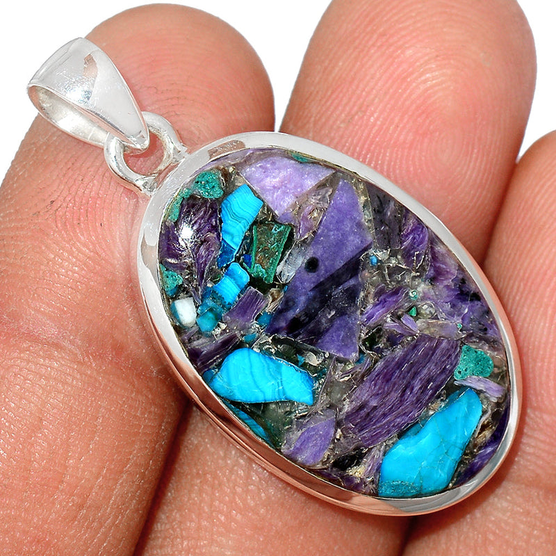 1.6" Charoite In Chrysocolla Pendants - CICP77