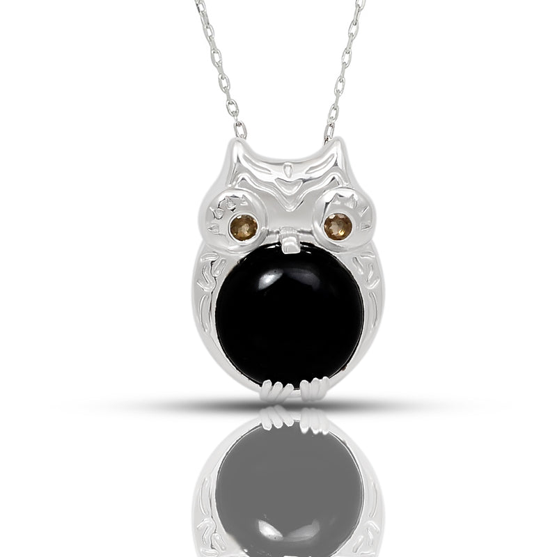Owl - Black Onyx With Smokey Quartz Necklace - CNE1007BO Catalogue