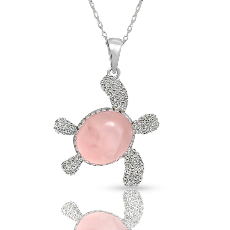 Tortoise - Rose Quartz & CZ Necklace - CNE1008RQ Catalogue