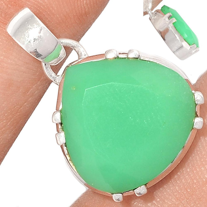 1.2" Claw - Faceted Chrysoprase Pendants - CPFP10