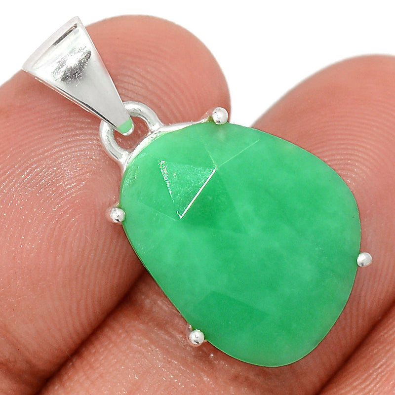 1.1" Claw - Chrysoprase Faceted Pendants - CPFP158