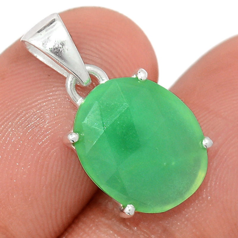 0.8" Claw - Chrysoprase Faceted Pendants - CPFP164