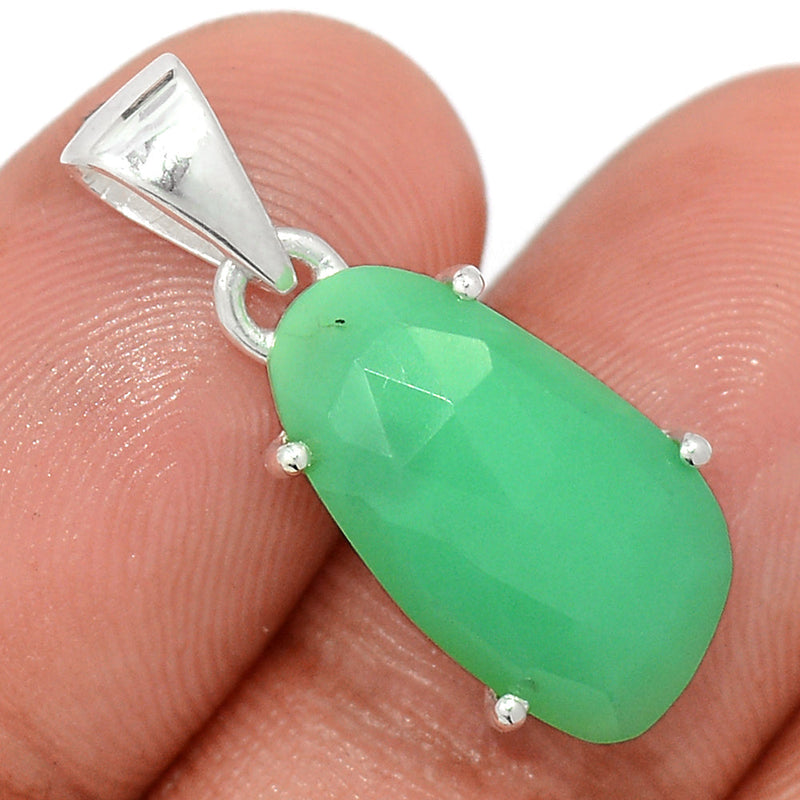 1" Claw - Chrysoprase Faceted Pendants - CPFP165