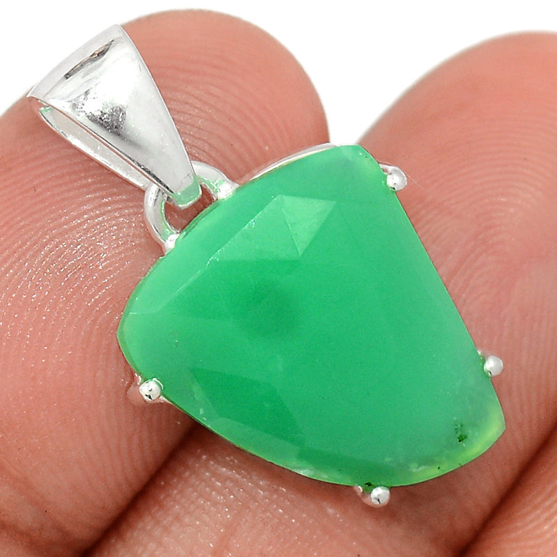 1.1" Claw - Chrysoprase Faceted Pendants - CPFP166