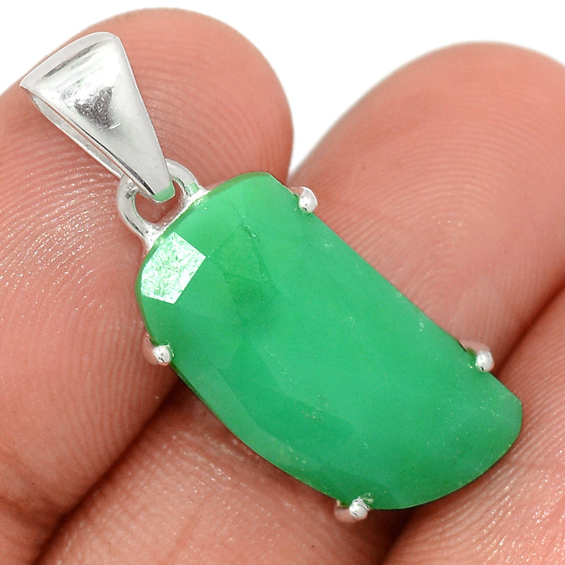 1.2" Claw - Chrysoprase Faceted Pendants - CPFP167